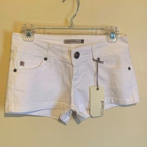 Brand new Just USA white denim shorts, size small